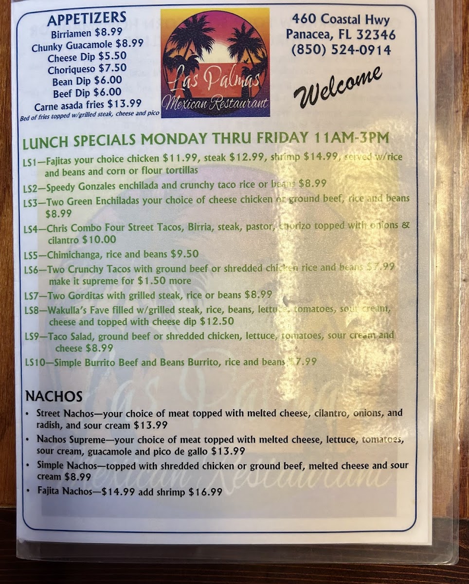 Las Palmas Mexican Restaurant Photo Menu 2
