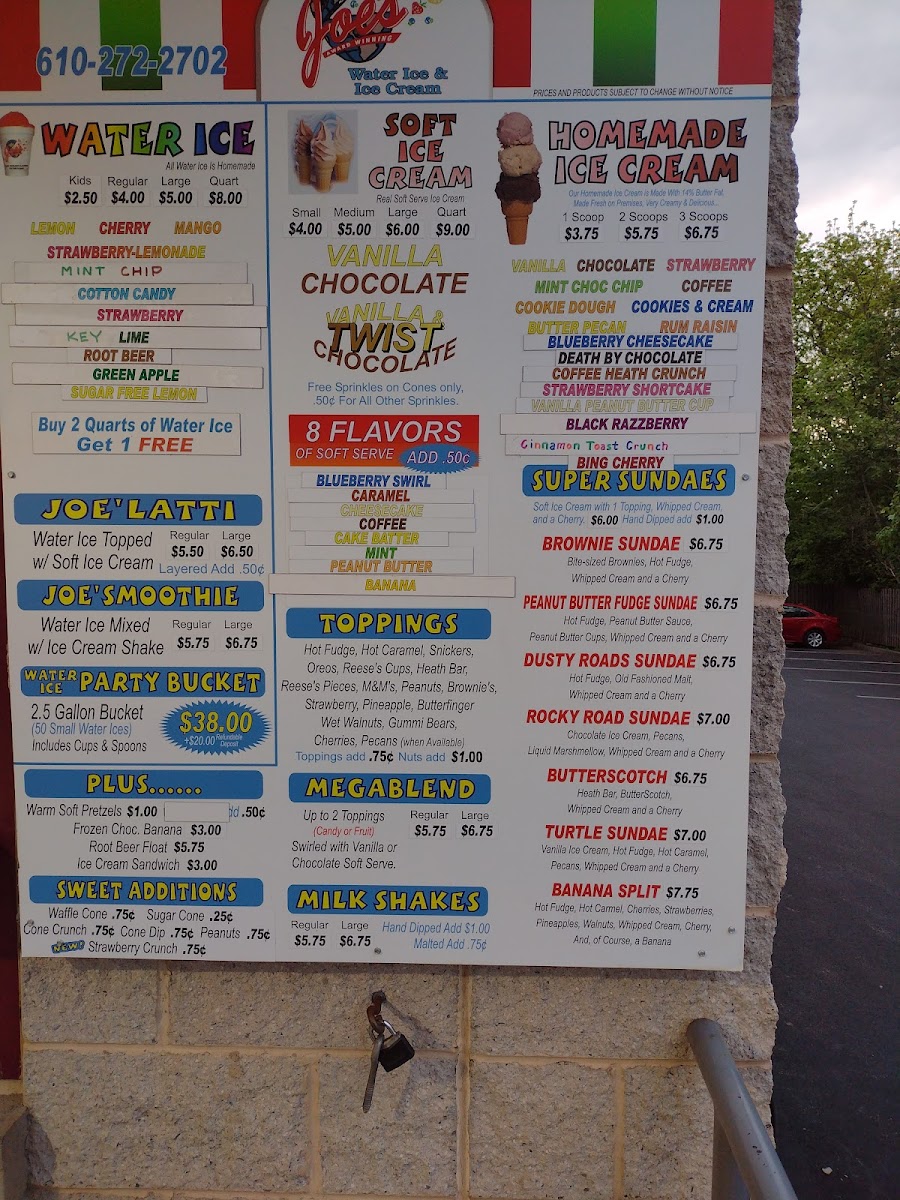 Joe's Water Ice & Ice Cream Photo Menu 2