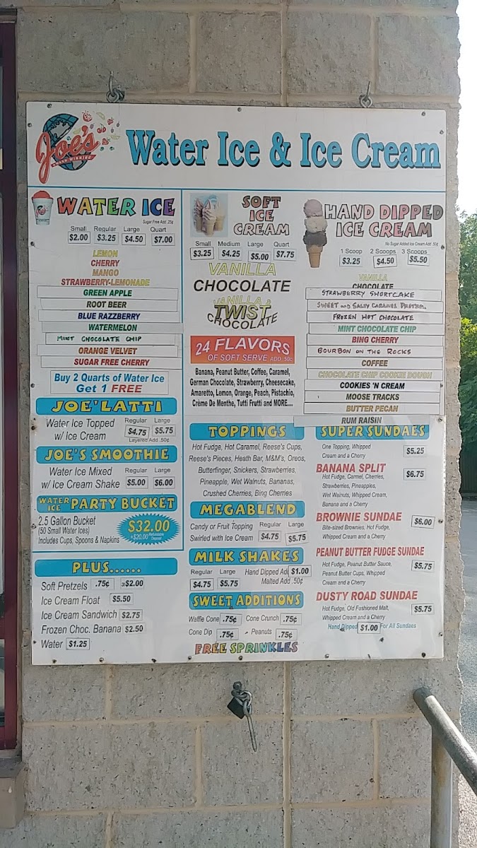 Joe's Water Ice & Ice Cream Photo Menu 4