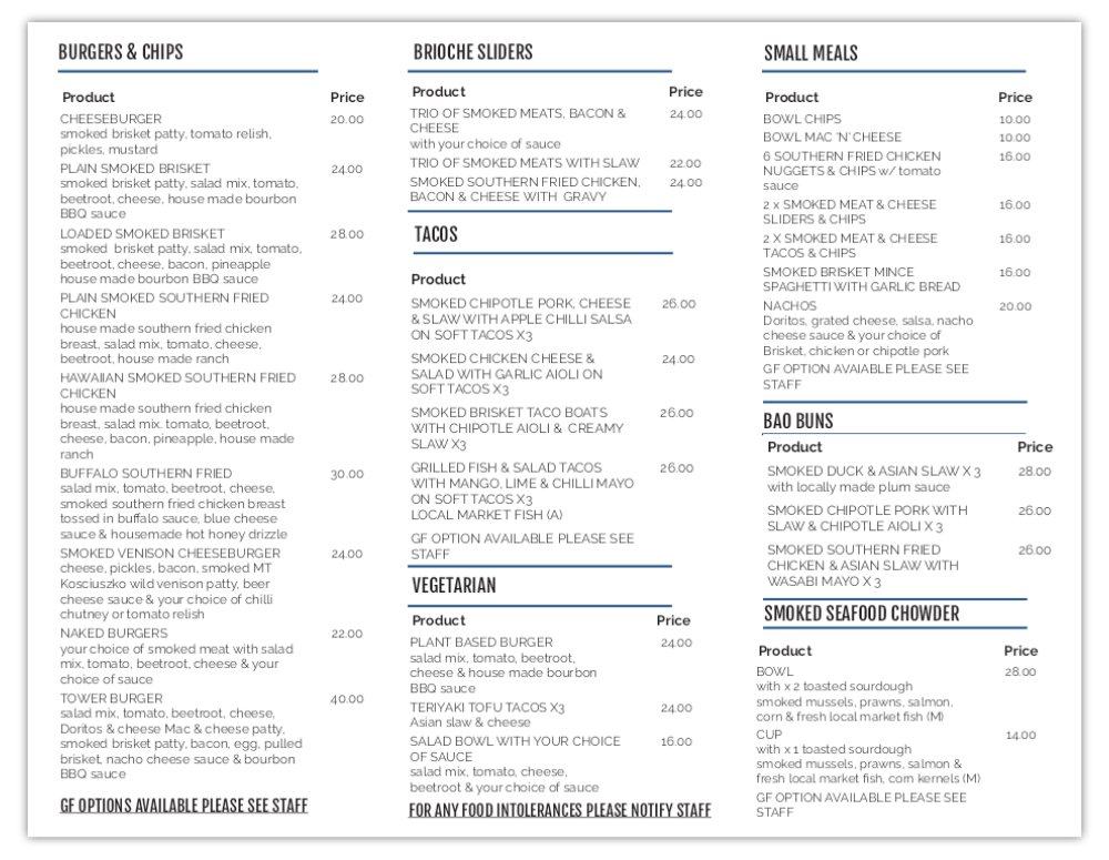 sapphire smokehouse Photo Menu 2