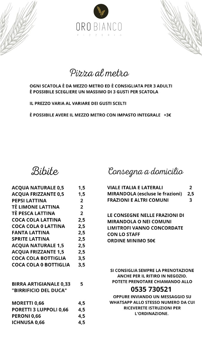 Pizzeria Oro Bianco Mirandola Photo Menu 5