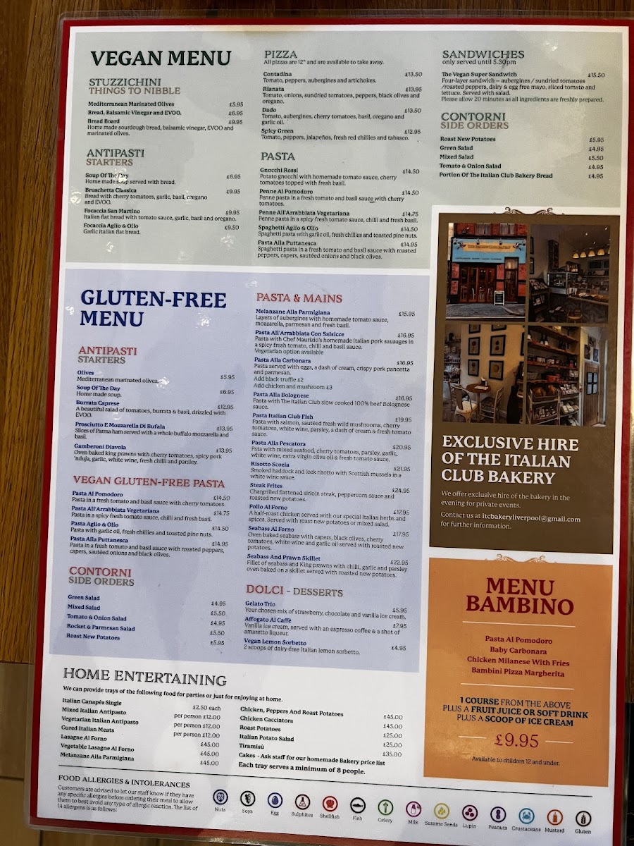The Italian Club Photo Menu 1