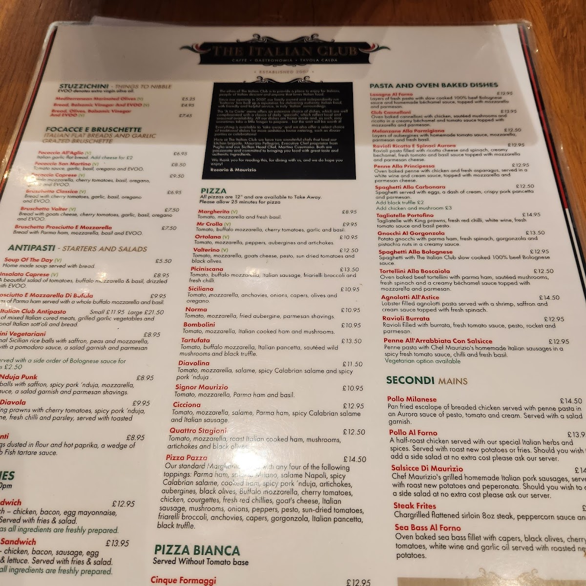 The Italian Club Photo Menu 10