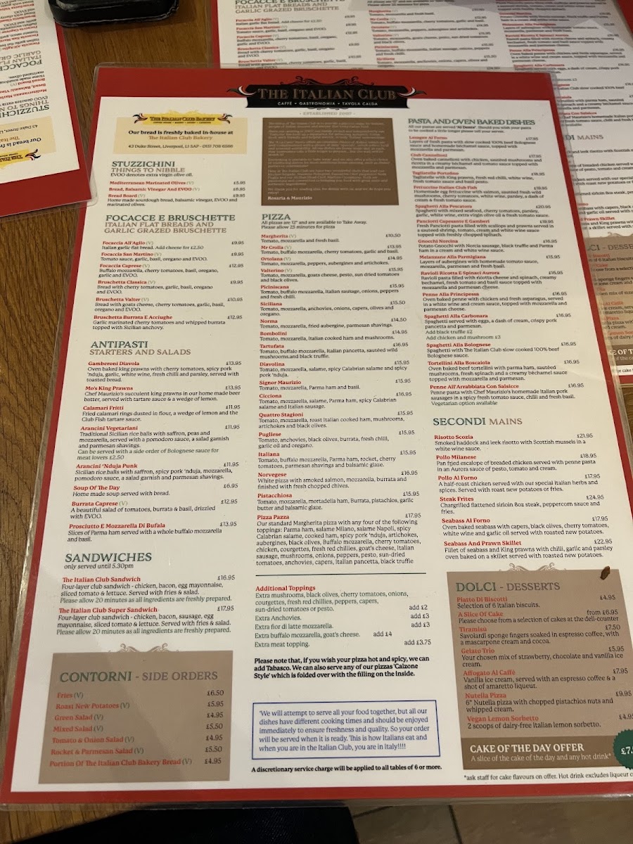 The Italian Club Photo Menu 7