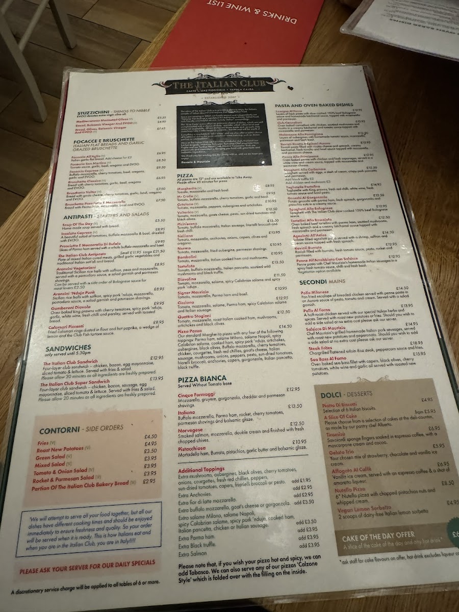 The Italian Club Photo Menu 9