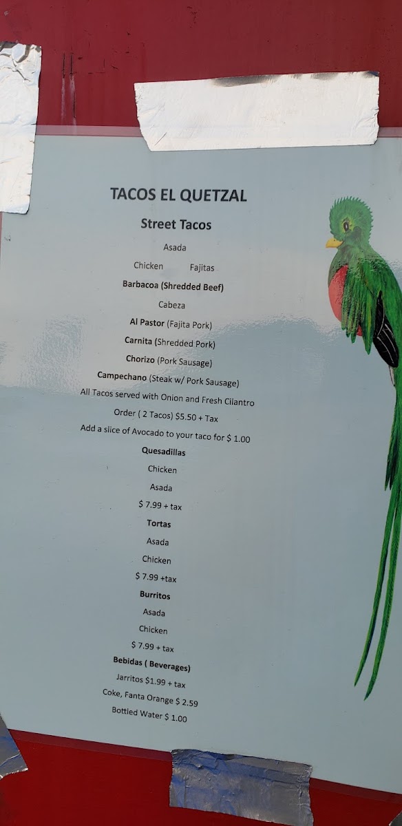 Taqueria El Quetzal Photo Menu 9