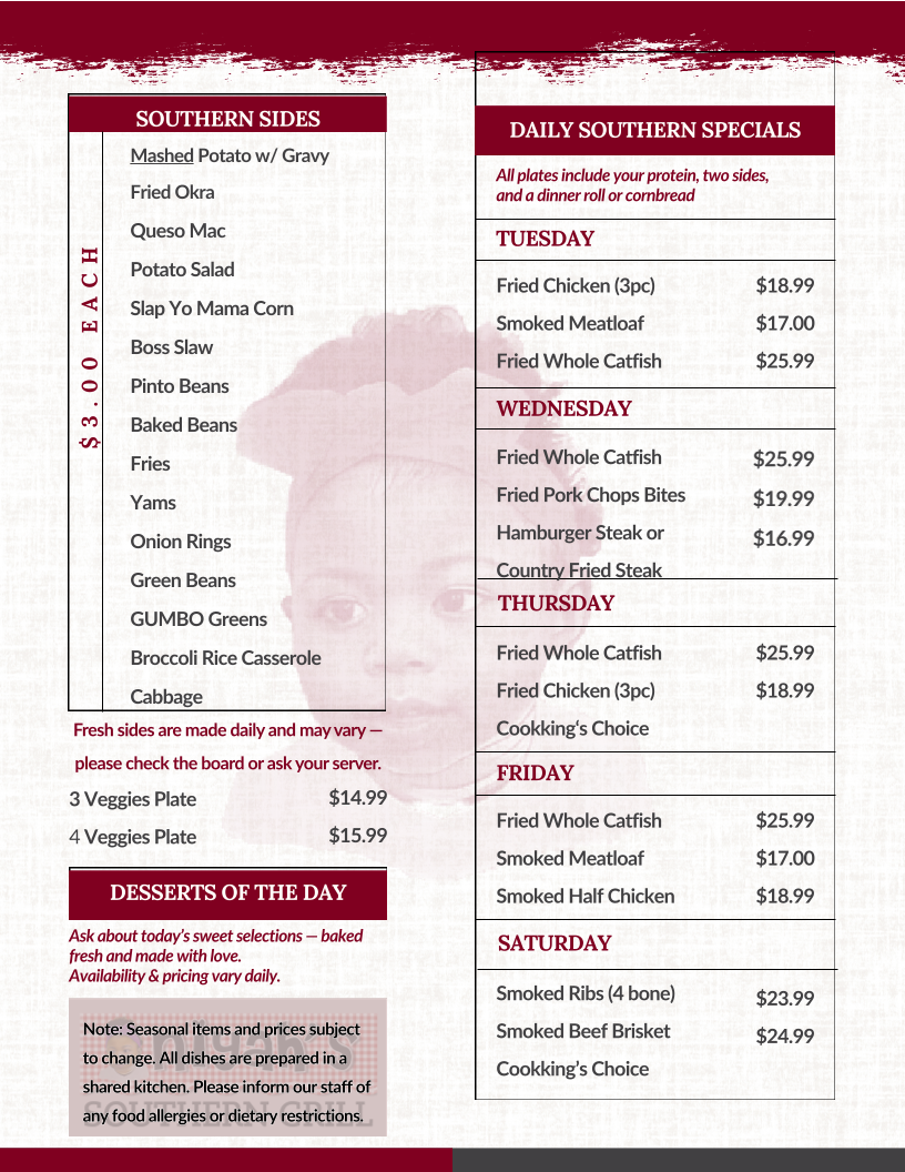 Niyah's Southern Grill Photo Menu 1