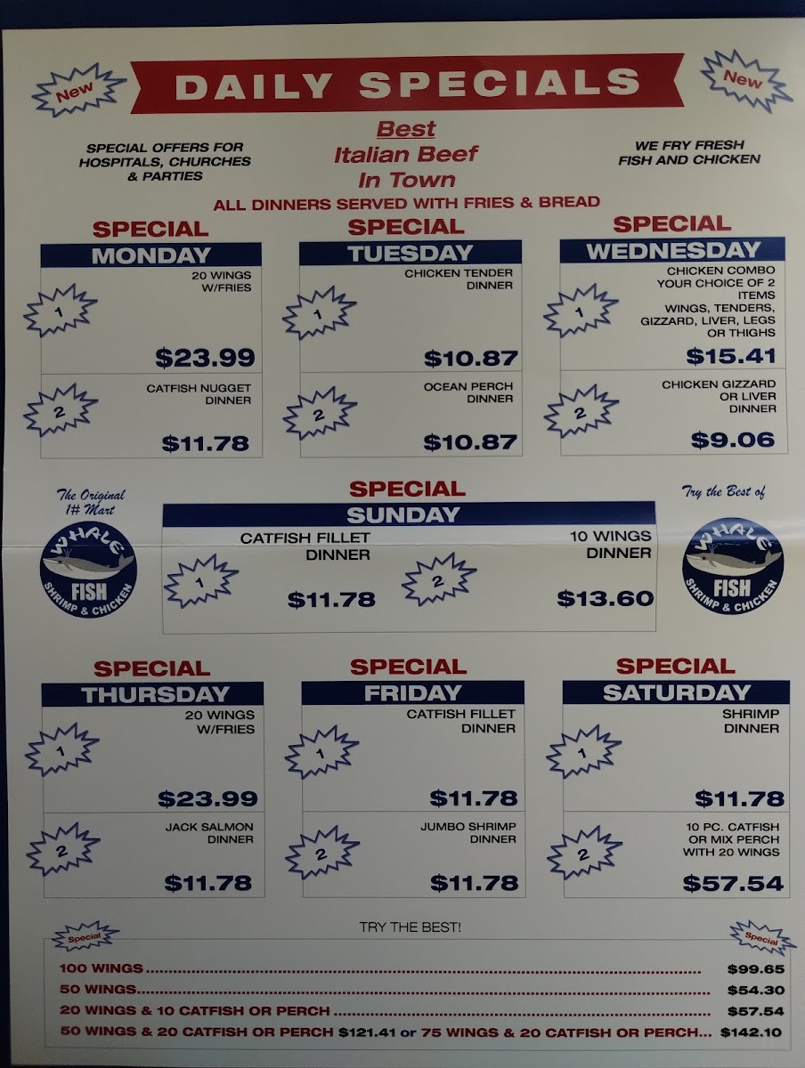 Whale Fish & Chicken Photo Menu 1