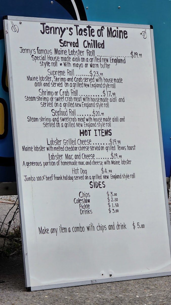 Jenny's Authentic Taste of Maine Photo Menu 1
