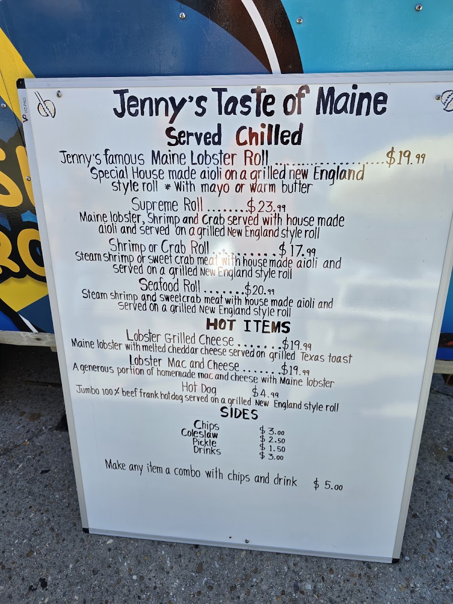 Jenny's Authentic Taste of Maine Photo Menu 2