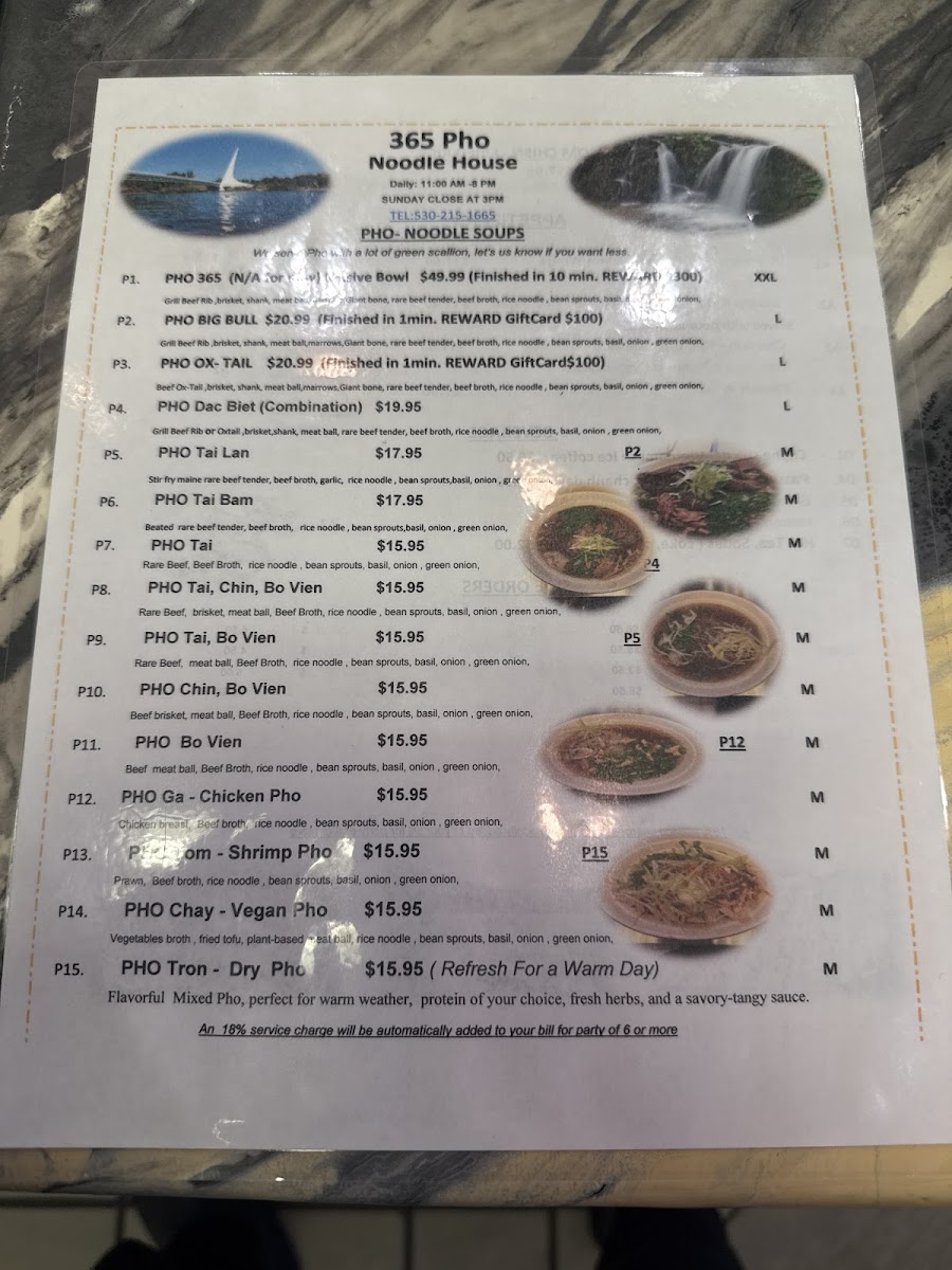 365 Pho Photo Menu 2