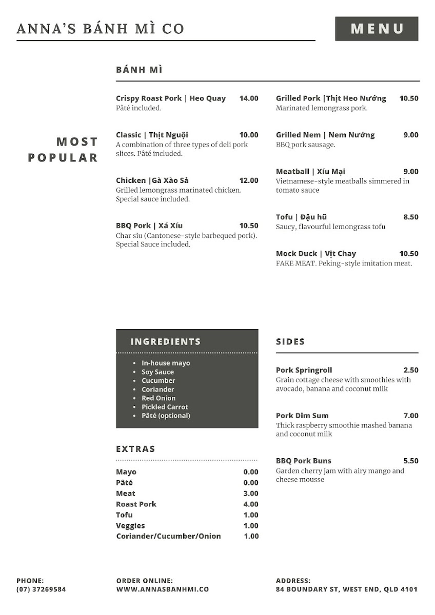 Anna's Banh Mi Co Photo Menu 4