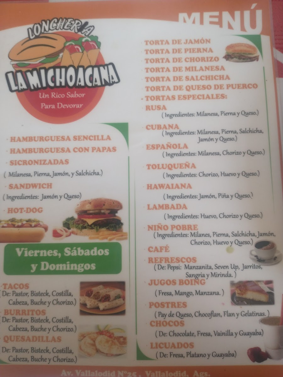 Tortas La Michoacana Photo Menu 2