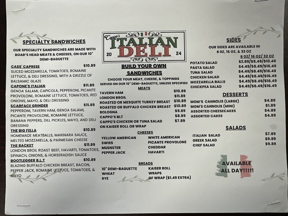 Cappo's Italian Deli Photo Menu 4