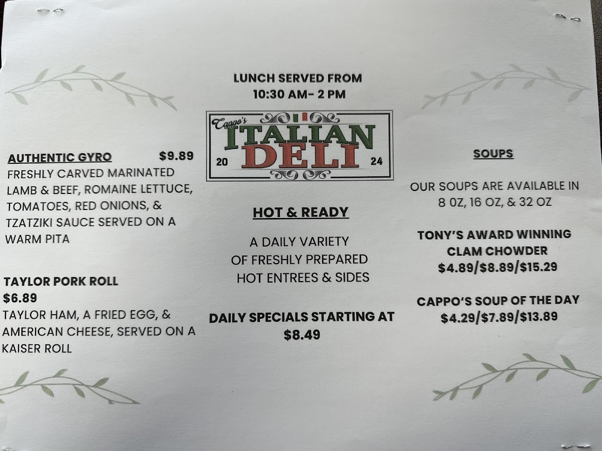Cappo's Italian Deli Photo Menu 6