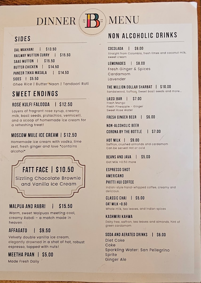 Bindaas Indian Restaurant Sports Bar & Dukaan Photo Menu 2