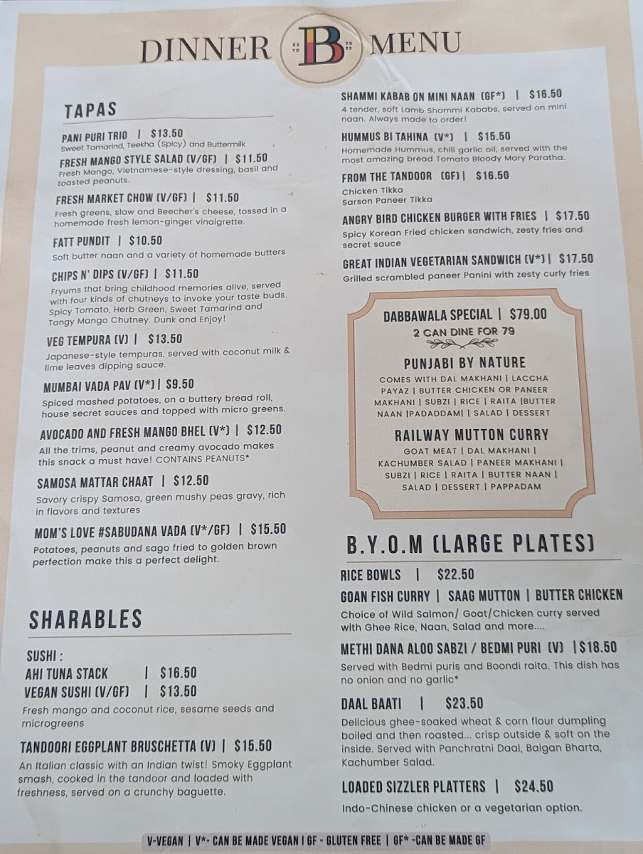 Bindaas Indian Restaurant Sports Bar & Dukaan Photo Menu 6