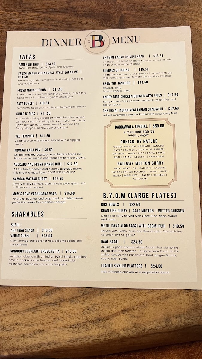 Bindaas Indian Restaurant Sports Bar & Dukaan Photo Menu 7