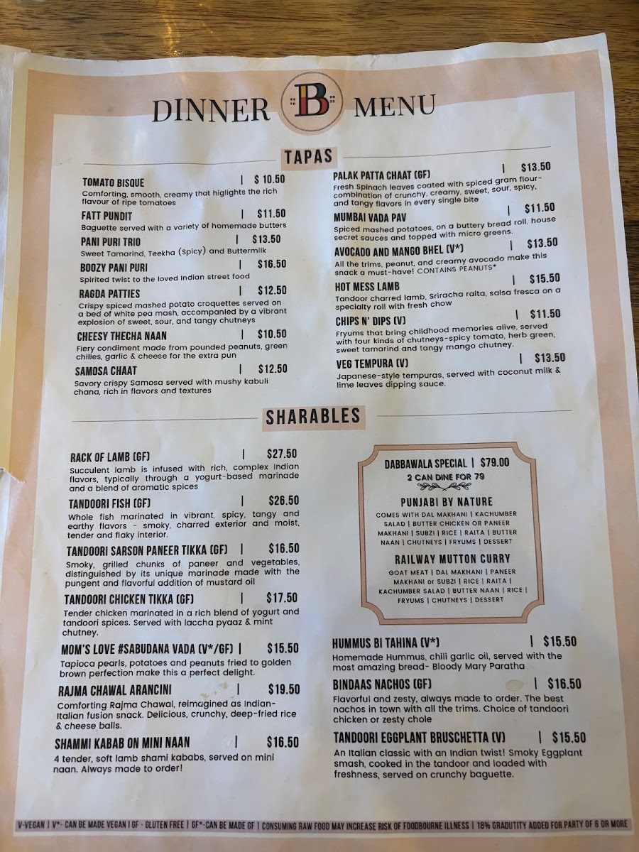 Bindaas Indian Restaurant Sports Bar & Dukaan Photo Menu 8