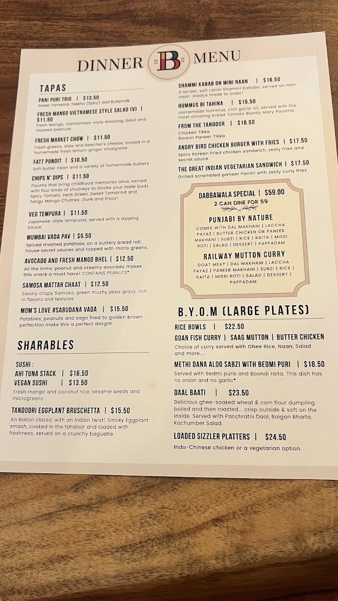 Bindaas Indian Restaurant Sports Bar & Dukaan Photo Menu 9