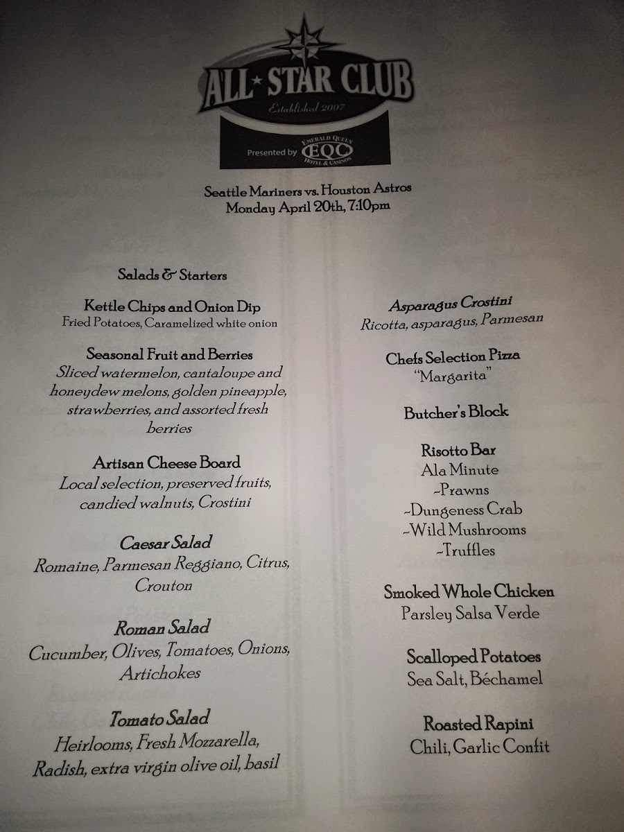 All-Star Club Photo Menu 6