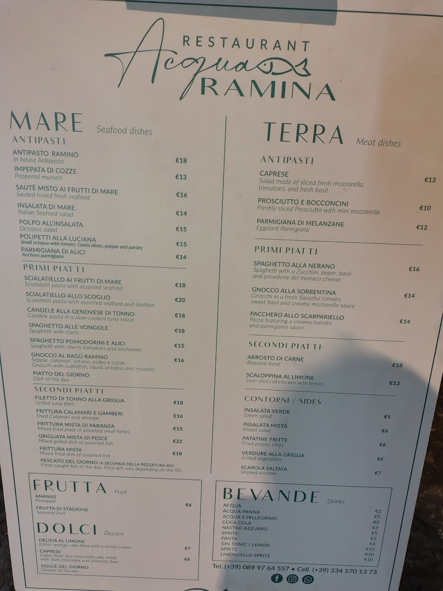 Acqua Ramina Photo Menu 1