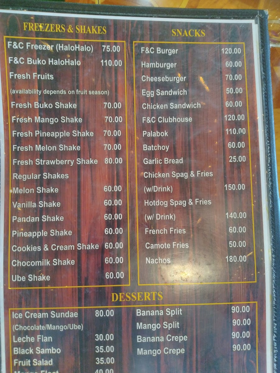 F & C Restaubar Photo Menu 9