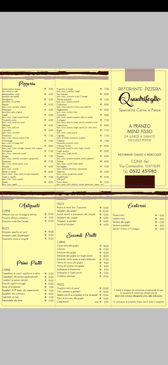 Ristorante Pizzeria Quadrifoglio Photo Menu 1