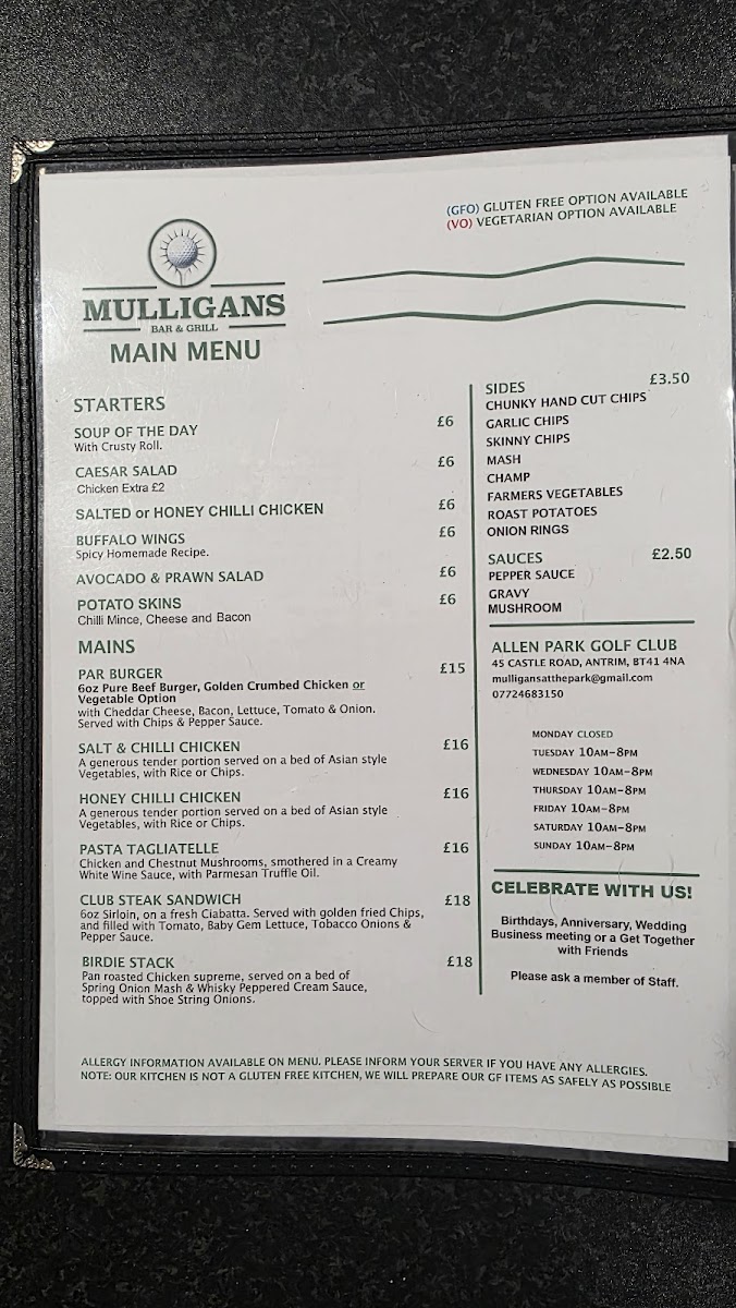 Mulligans Bar and grill Photo Menu 3