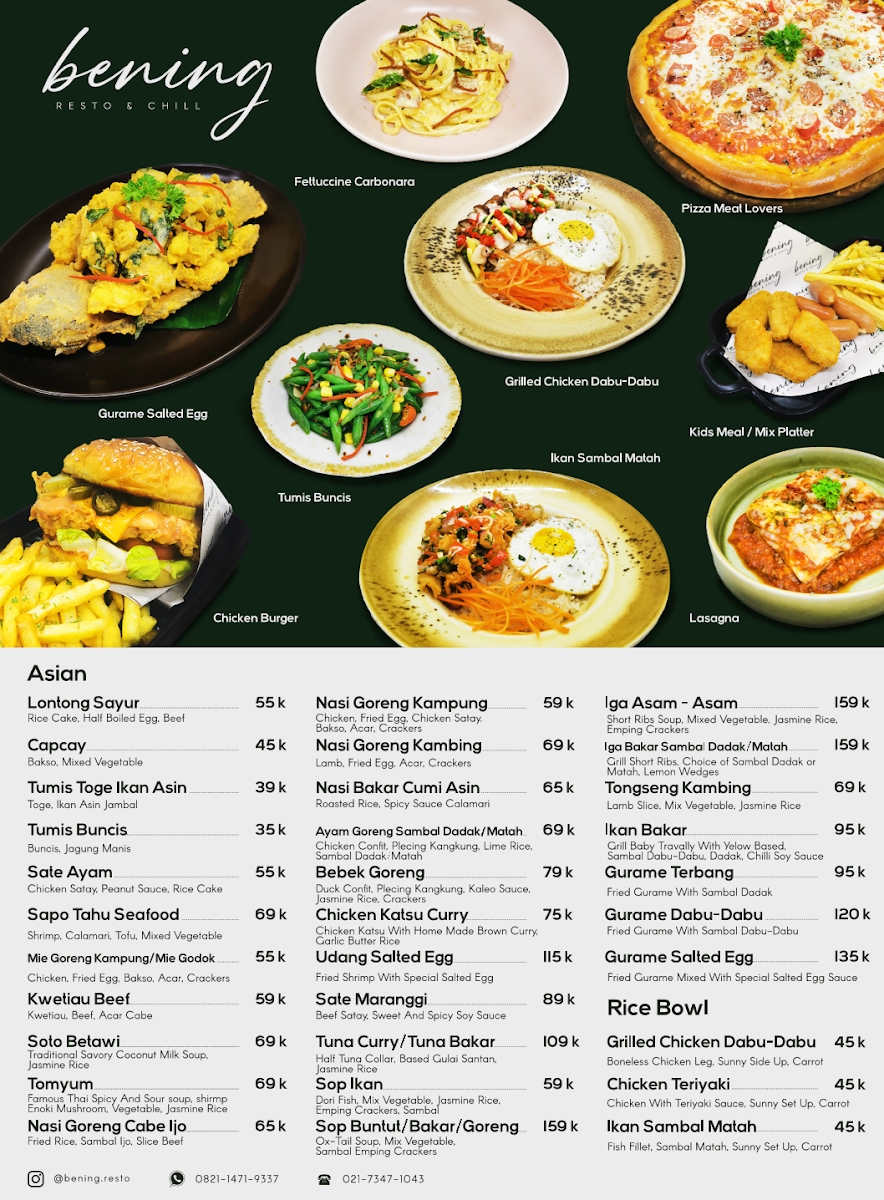 Bening Resto & Chill - Cafe Tangerang Selatan Photo Menu 1