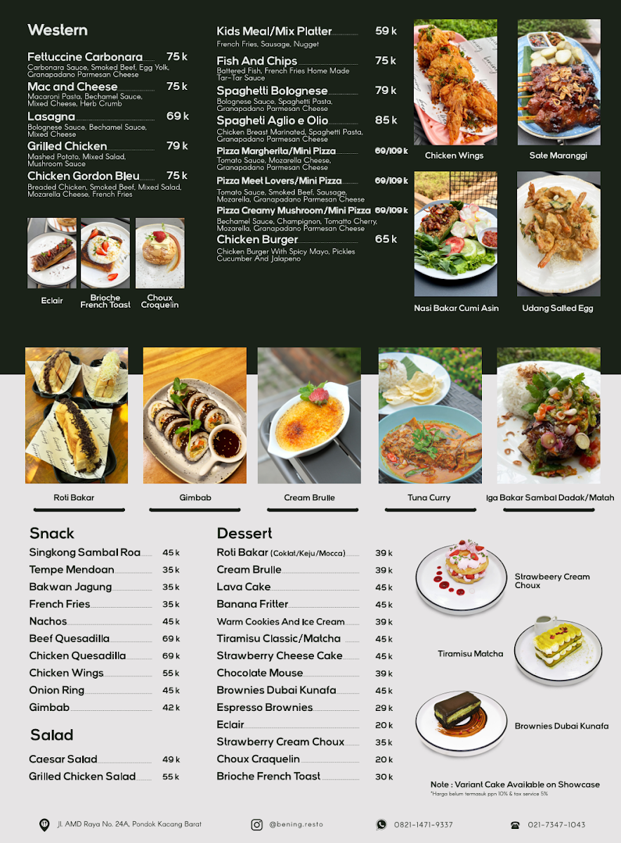 Bening Resto & Chill - Cafe Tangerang Selatan Photo Menu 2