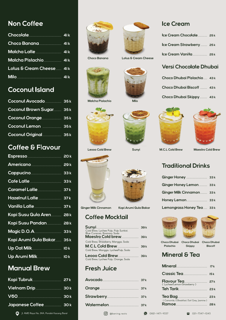 Bening Resto & Chill - Cafe Tangerang Selatan Photo Menu 3