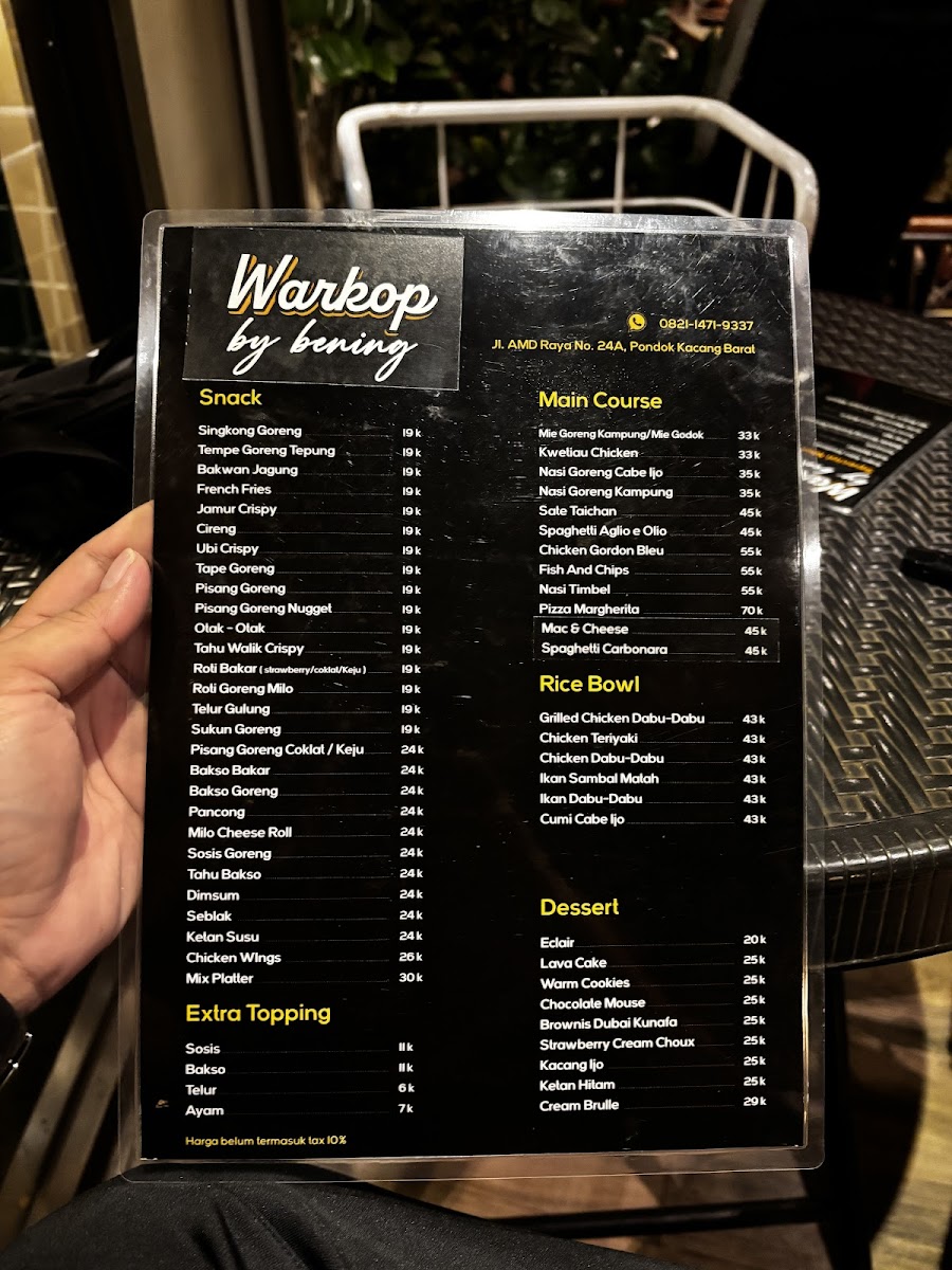 Bening Resto & Chill - Cafe Tangerang Selatan Photo Menu 7