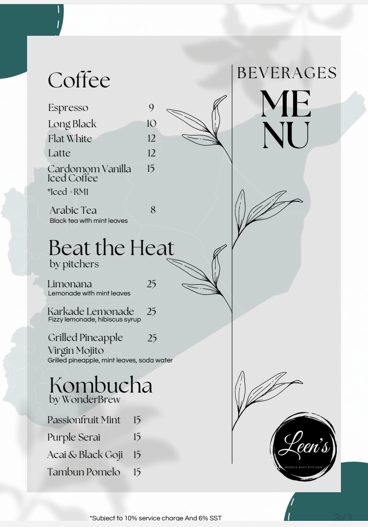 Leen’s Middle East Kitchen TTDI Photo Menu 3