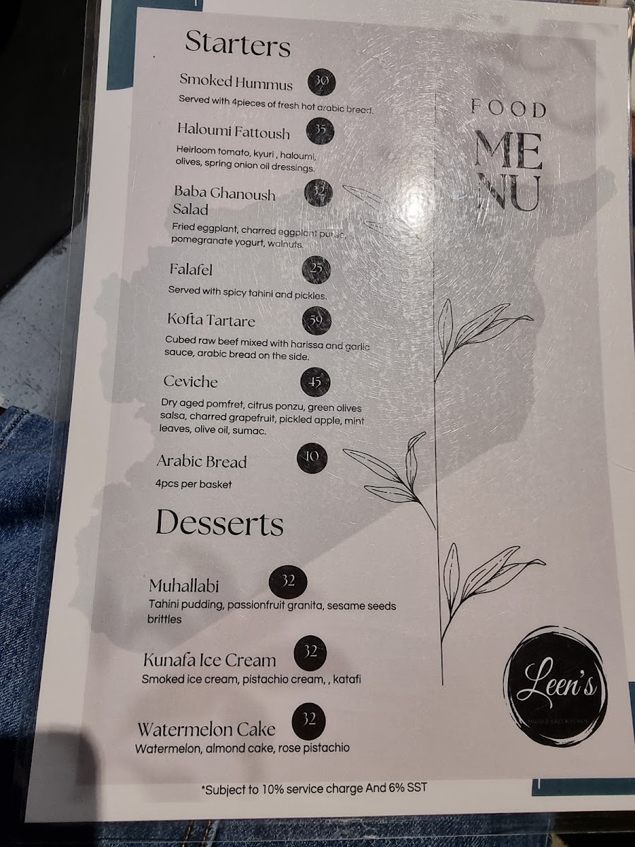 Leen’s Middle East Kitchen TTDI Photo Menu 4