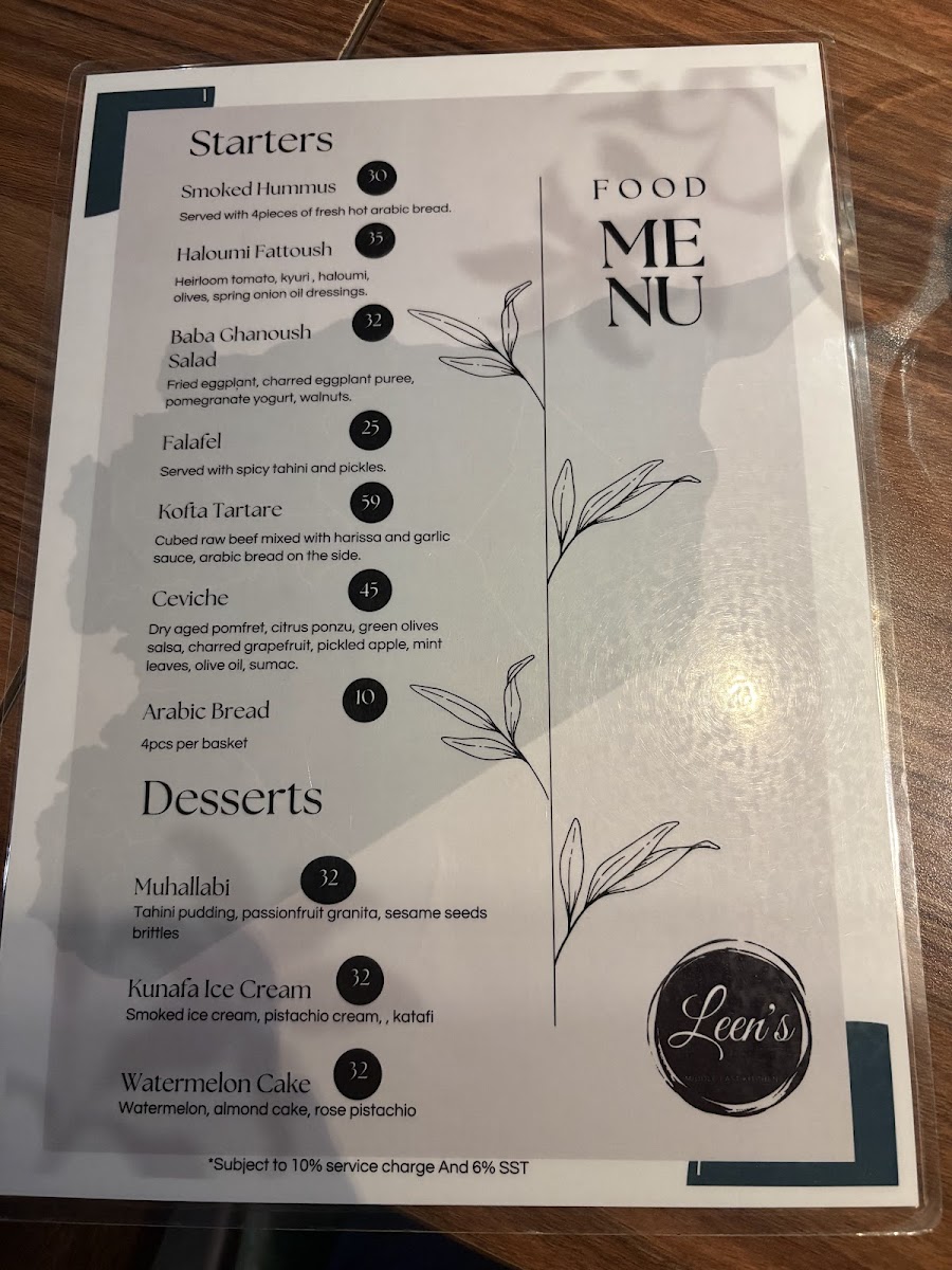 Leen’s Middle East Kitchen TTDI Photo Menu 8