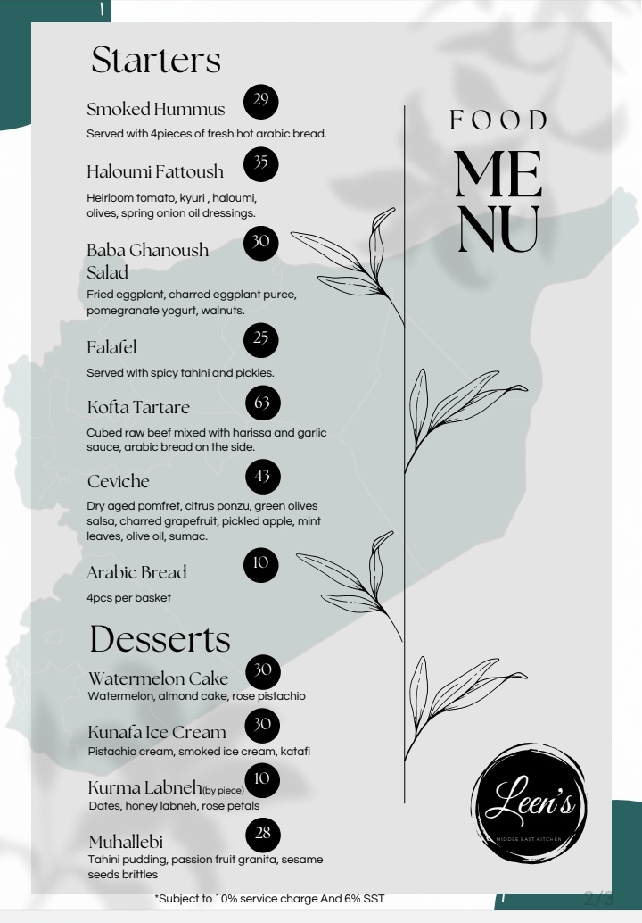 Leen’s Middle East Kitchen TTDI Photo Menu 9