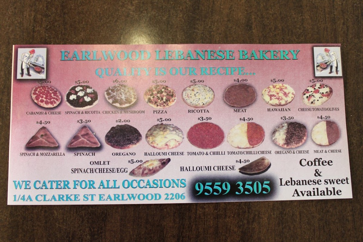 Earlwood Lebanese Bakery Photo Menu 1