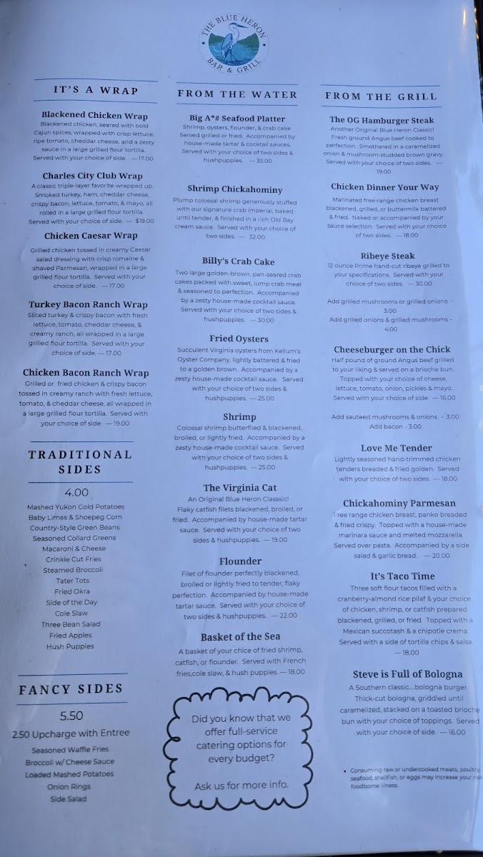 The Blue Heron Bar & Grill Photo Menu 3