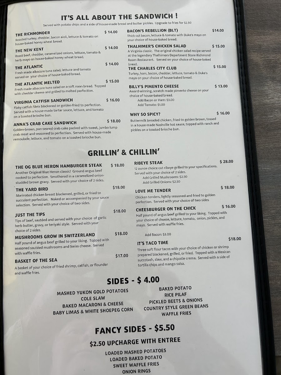 The Blue Heron Bar & Grill Photo Menu 4