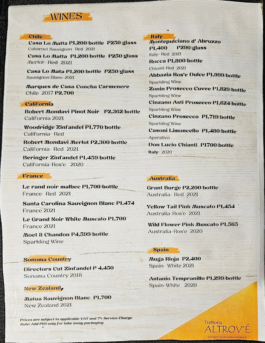 Isola Trattoria Photo Menu 1