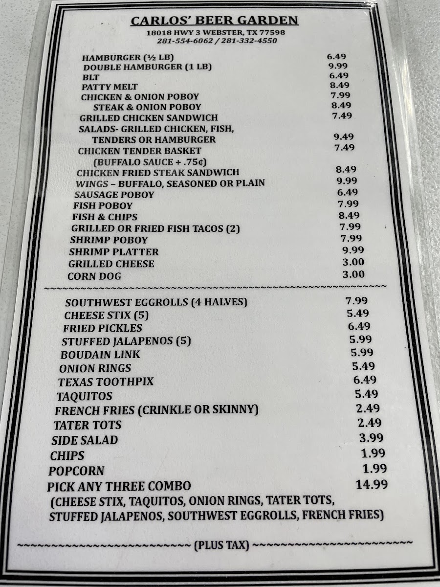 Carlos' Beer Garden Photo Menu 2