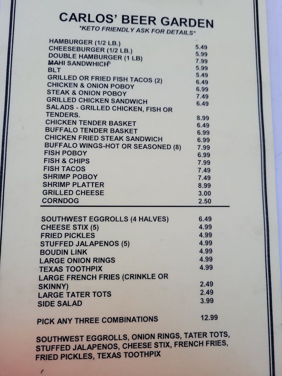 Carlos' Beer Garden Photo Menu 3