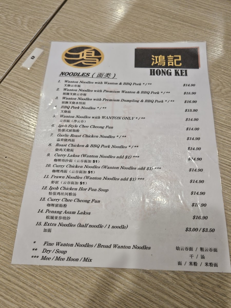 Hong Kei Photo Menu 5