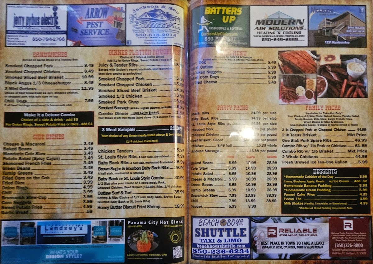 Outlaws Bar B Q Photo Menu 2