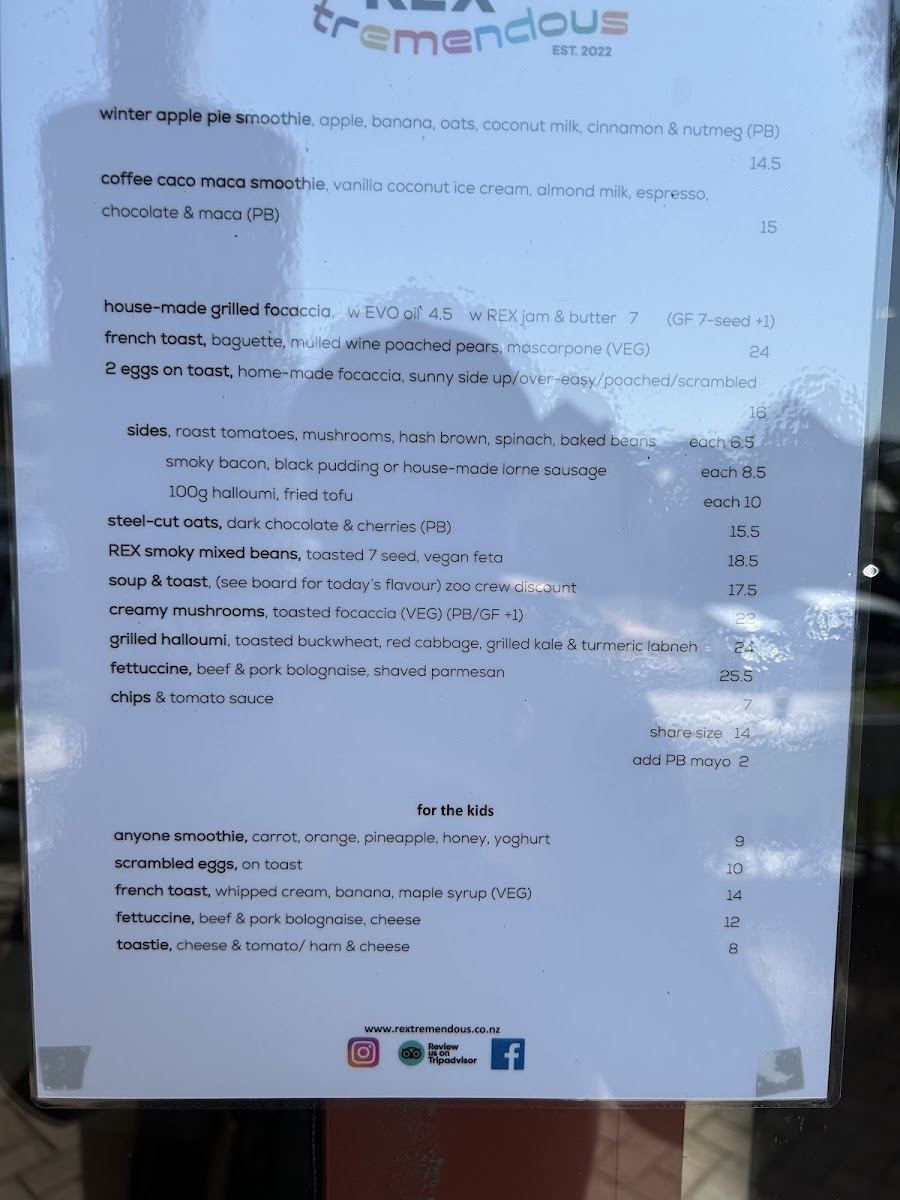 Rex Tremendous Café Photo Menu 1