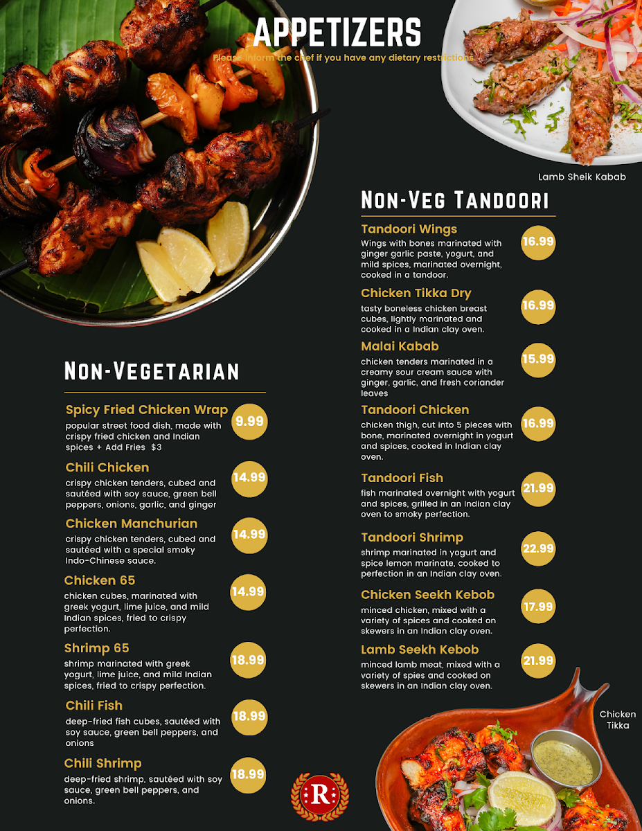 Royal Taj Authentic Indian Cuisine (Inside Clarion Inn) Photo Menu 2