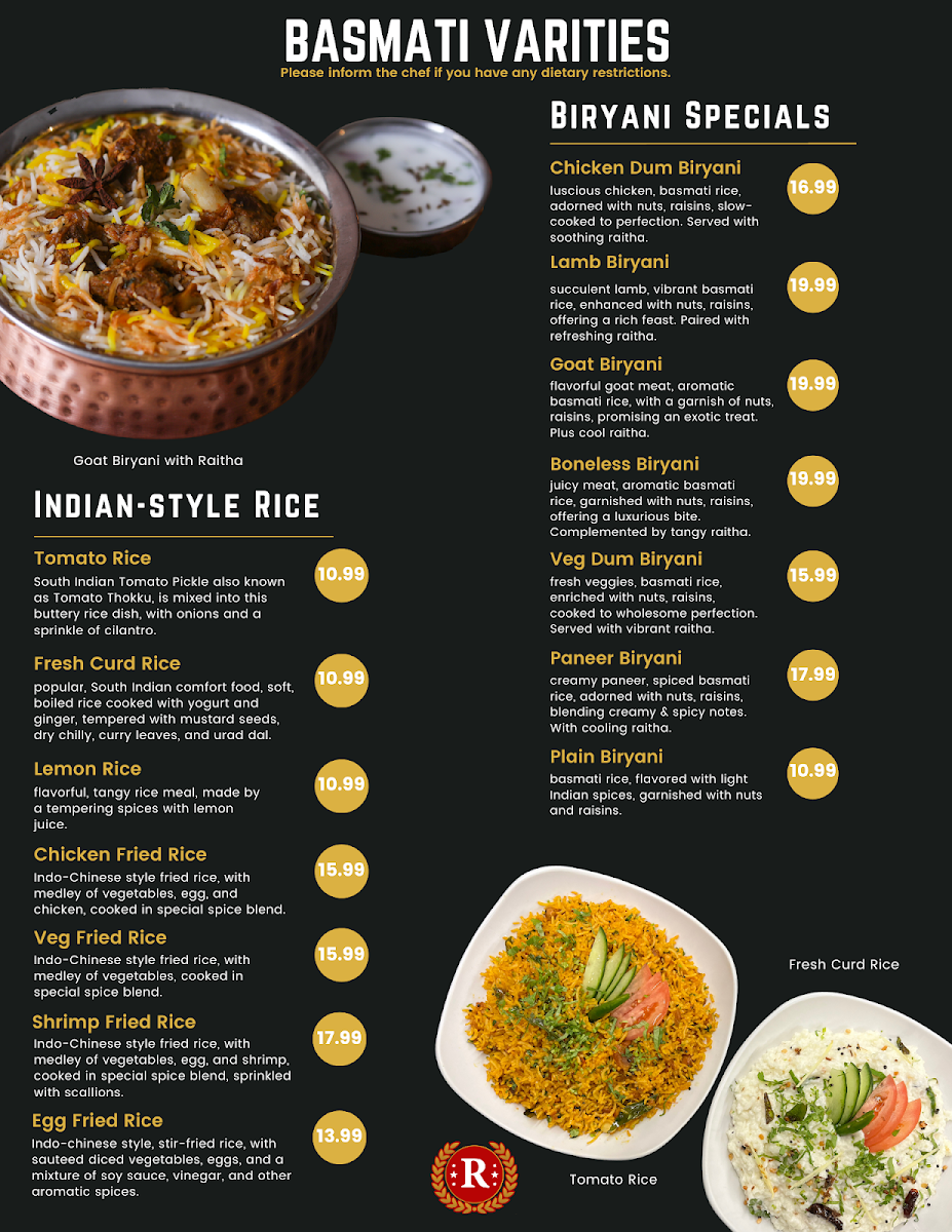 Royal Taj Authentic Indian Cuisine (Inside Clarion Inn) Photo Menu 4