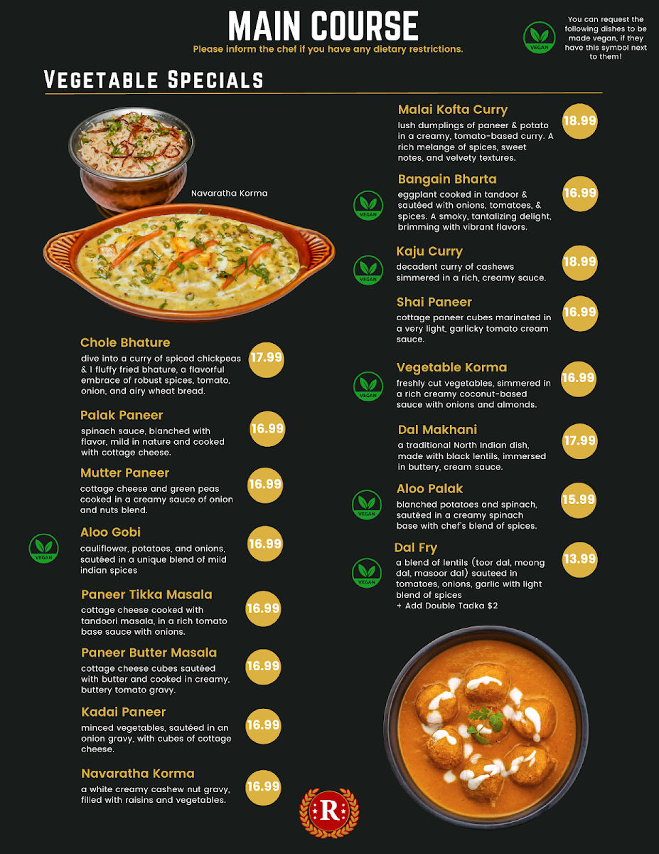 Royal Taj Authentic Indian Cuisine (Inside Clarion Inn) Photo Menu 9