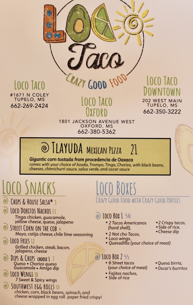 Loco Taco Oxford Photo Menu 1